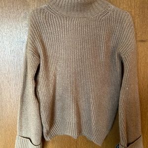 Tan Knit Turtleneck Sweater